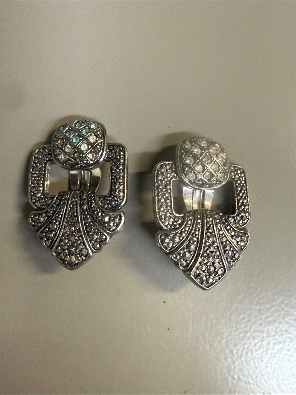 Avon Art Deco Clip On  Earrings Vintage 1991 Retro